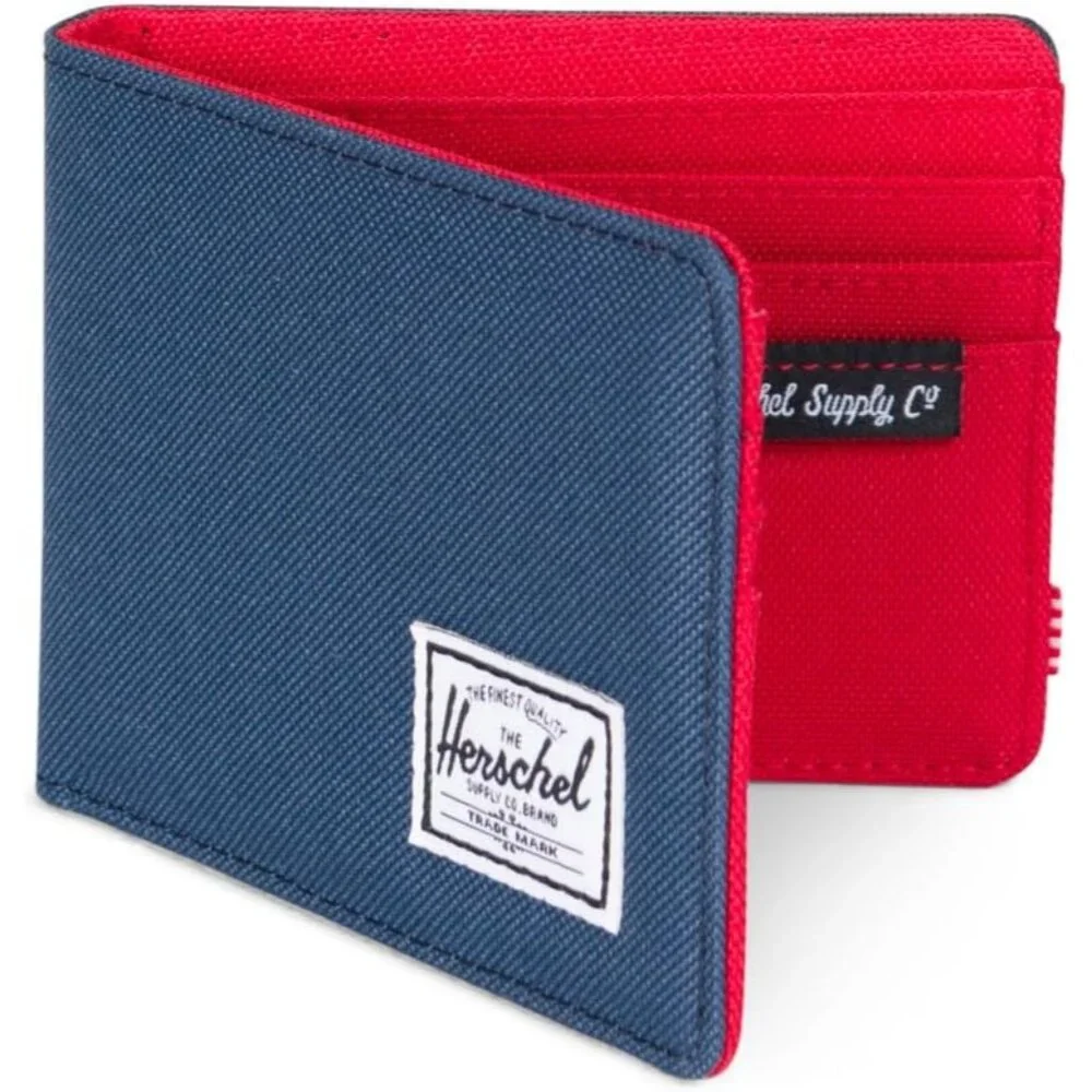 Herschel unisex adult Roy RFID Bi Fold Wallet, Navy/Red, One Size US